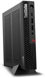 Kompakte Lenovo ThinkStation P3 Tiny Gen 2 mit Anschlüssen und Peripheriegeräten.