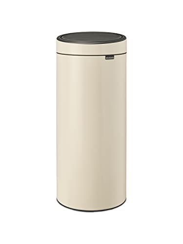 Brabantia - Touch Bin 30L - Grande Poubelle pour la Cuisine - Ouverture Soft-Touch - Seau Intérieur Amovible - Antidérapant - Recyclage Facile - Sacs Poubelles Inclus - Soft Beige - 30 x 32 x 72 cm