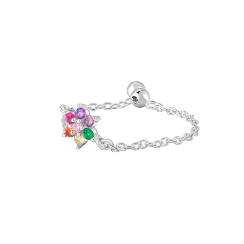 Image of GIVA 925 Silver All My Colours Chain Ring, Adjustable | Gifts for Women and Girls | With Certificate of Authenticity and 925 Stamp | 6 Months Warranty