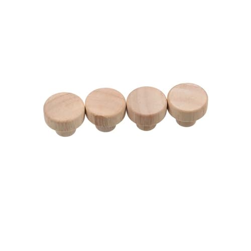 Image of 4 Pcs Wooden Door Pull Knobs, 1.39 inch(35mm) Wardrobe Cabinet Door Pull Knobs Handles with Screws, Round Pulls for Cabinet Drawer Shoe Box
