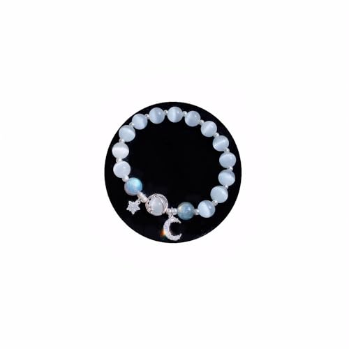 Star Moon Bracelet for Women Moon Stone Beaded Bracelet Opal Glaze Bracelet Stars Moon Planet Bracelet Handmade Jewelry for Women