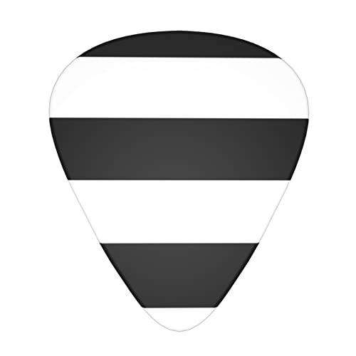 Lot de 12 médiators à rayures noires et blanches dans une boîte pour ukulélé guitare électrique basse - Les Beatles, Paul McCartney, John Lennon, RIngo Starr, George Harrison Lot de 12 médiators à rayures noires et blanches dans une boîte pour ukulélé guitare électrique basse