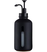 Enra Black Soap Dispenser with Window,17oz Glass Hand Soap Dispenser Stainless Steel Hand Pump,Li...