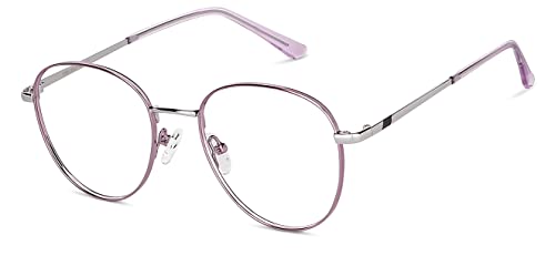 Image of VINCENT CHASE EYEWEAR Unisex Zero Power Bluecut & Antiglare Computer Eyeglasses For Eye Protection And Strain | Stainless Steel | Full Rim Round | Medium | Vc E13784