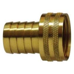 30466 Short Shank Swivel Adapter with Knurled Nut, 1/2 in Garden Hose Barbed x 3/4 in FGH, Brass (2 Pack)