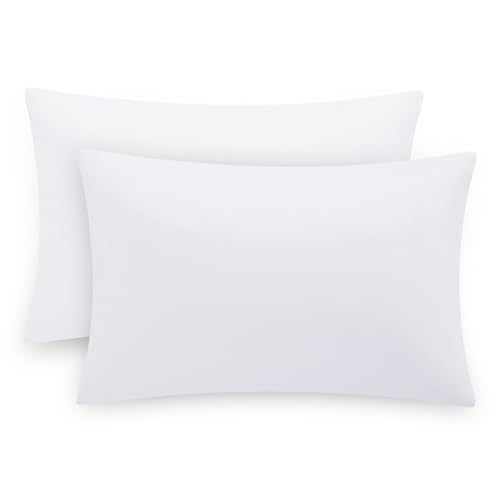 Tifschlaf Pillow Cases 2 Pack - White Pillowcases Plain Pack of 2 Super Soft Brushed Microfiber Standard Queen Pillow Covers With Envelope Closure 50x75 cm