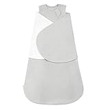 ZIGJOY Baby Swaddle Sleeping Bag 1.5 Tog Winter Fleece Newborn Swaddle Blanket Wrap 6-12 Months Adjustable Sleep Sack for New Born Boys Girls Essentials, Grey