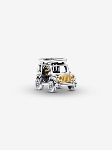 PANDORA Moments Two-tone Adventure Car Charm - Sterling Silver & 14k Gold-Plated Charm with Cubic Zirconia - Gift for Her - Includes Gift Box2