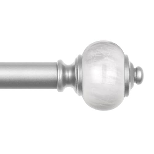 KAMANINA 1 Inch Curtain Rods for Windows 72 to 144 Inch, Silver Drapery Rod