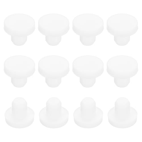 uxcell 35Pcs Silicone Hole Plug 8mm, White High Temp T Type Rubber Stoppers for 7.3-8.05mm Hole, Solid Waterproof Button Hole End Covers for Powder Coating, Sealing Plugs, Pipe Holes