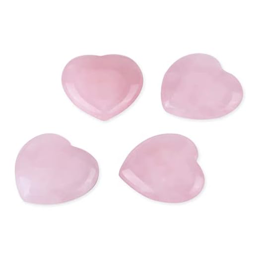 FTVOGUE 4 unids Rosa Cuarzo Tallado en Forma de Corazón de Cristal de Color Rosa Piedra Curativa Semipreciosa Decoración de Piedras Preciosas Regalo de Recuerdo