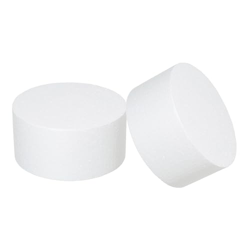 Crafare 8x4Inch Foam Dummy Round Cake for Crafts 2pcs Round Cake Dummy Discs for Cake DIY Projects Wedding Holiday Christmas Crafts Making and School Modeling by Crafare - Image 3