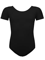BALAYSIER Ballettkleidung Mädchen-Damen, Turnanzug Kurzarm Baumwolle Gr-100-170 Ballett Trikot Gymnastikanzug Tanzbody(Schwarz, 130)