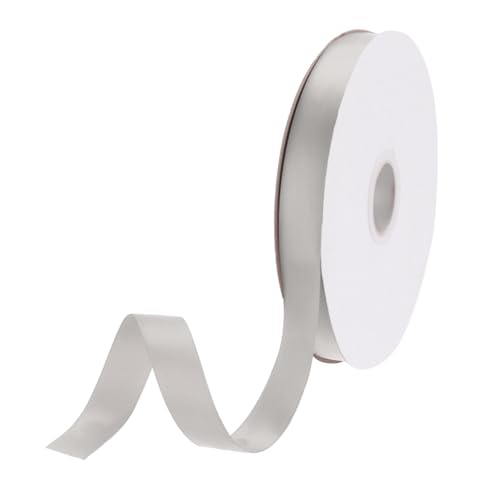 DMiotech 5/8 inch 50 Yards Satin Ribbon Thin Double Face Fabric Light Grey