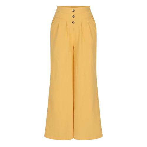Pantalon en lin de coupe ample et fluide avec taille haute élastique - 2