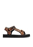 D.Franklin Sandalias de Tiras de Mujer con Estampado en Leopardo - Sandalias deportivas planas cómodas para verano - Talla (36)