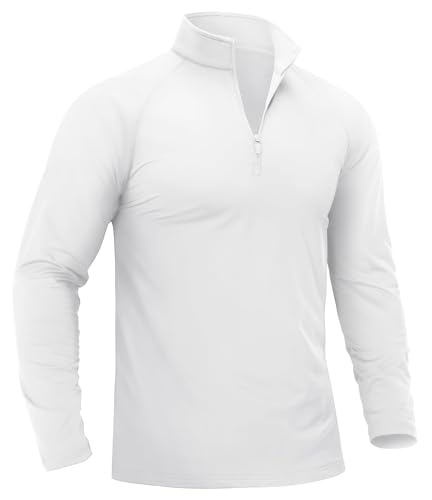 Image of TACVASEN Mens Half Zip Sweatshirt Long Sleeve Fleece Jumper Training Gym Tops Winter T-Winter Shirts for Work White,3XL