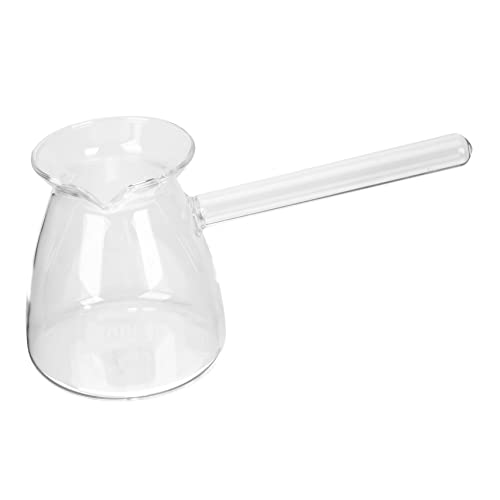 HOLIDYOYO Cafetière Turque En Verre : Théière Transparente De 450 Ml Avec Poignée Latérale Cuisinière Théière Chocolat Chaud Beurre Pot Transparent Cezve Briki Ibrik Cafetière Grecque