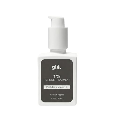Gle Facial Serum 1% Retinol Treatment Cream with Peptides, Vitamin C, Tetrapeptide-7, Anti-Aging & Wrinkles 1.0 fl oz.