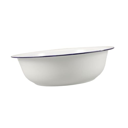 Bassin en émail blanc vintage de 34 cm résistant avec rebords pour la maison