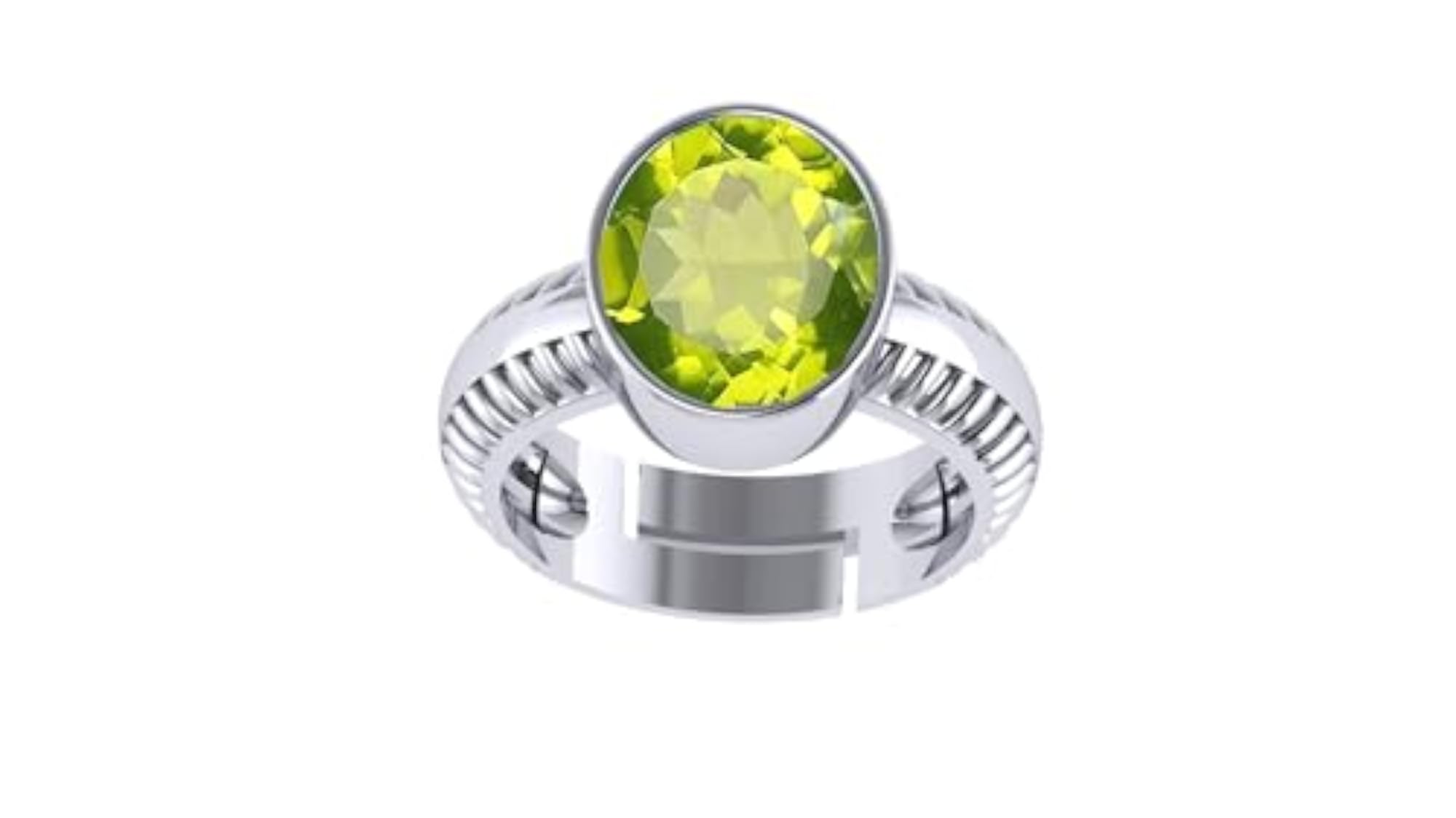 7.25 Ratti Peridot Silver Plated Adjustable Ring