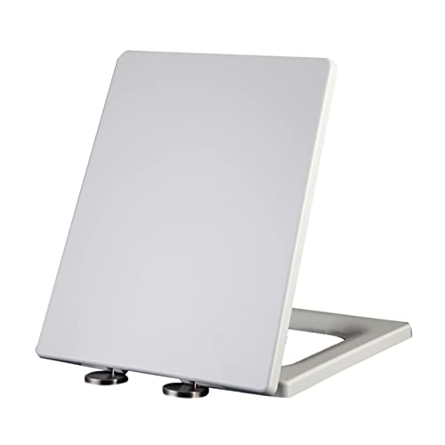 Housse de siège de toilette carrée à fermeture douce avec charnières de fixation sur le dessus, facile à installer, blanc, 41 ~ 48 x 36,5 cm