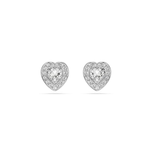 Swarovski Boucles d'oreilles à tige, coupes mixtes, cœur, blanc, plaqué rhodium