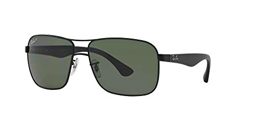 Ray-Ban Men's Rb3516 Metal Square Sunglasses, Matte Black/Green Polarized, 59 Mm #TOP1