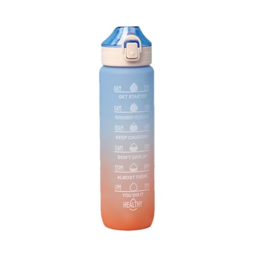 Sports Water Bottle, Water Tracker Bottle 1000ml Leakproof Direct Drinking