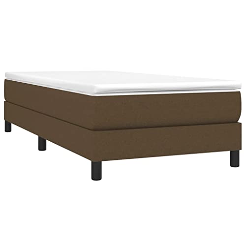 vidaXL Boxspringbettgestell, Polsterbett Bett für Schlafzimmer, Bettrahmen mit Lattenrost, Schlafzimmerbett Einzelbett, Dunkelbraun 100x200cm Stoff