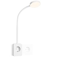 ENUOTEK LED Leselamp Weiß mit Steckdose, Dimmbarer Bett und LED Wandleselamp mit USB und Type-C, Regelbare Farbtemperatur 3000K-4000K-5000K, Wand Leselamp 4.5W 400Lm