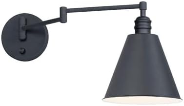 Maxim Library-1 Light Horizontal Swing Arm Wall Sconce-8 Inches Wide by 10.5 inches high-Black Finish