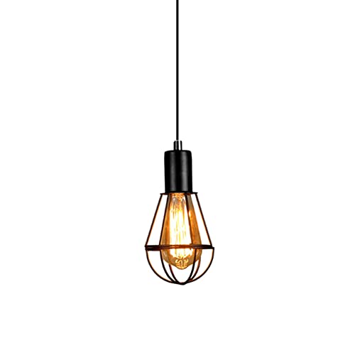 Lustre Edison vintage cage en fer noir pour éclairage de restaurant