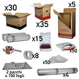 KIT TRASLOCO COMPLETO XXL (Casa Grande/Trasloco Completo) – 65 scatole doppia onda con accessori imballaggio – kit professionale per grandi volumi