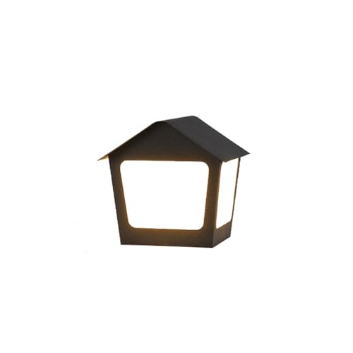 HZWJIA Dusk Till Dawn Outdoor Pillar Lamp 9.8/11.8in Modern Hardwired Patio Fence Park Pillar Head Lamp Black IP65 Rated Waterproof Bollard Light With Acrylic Shade Suitable For Villa Patio Deck Pilla