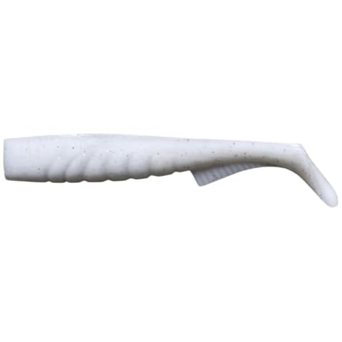 EliasVFishing Extreme Swim Shad 7" Paddletail for Striped Bass, Musky, Tarpon (2 Packs of Three) (White) Cover