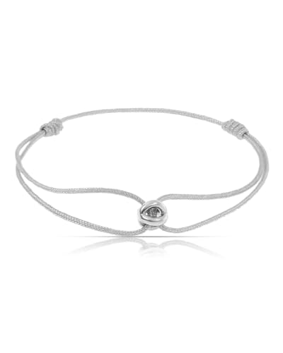 Made by Nami Minimalistisches Armband Herren & Damen • Handgemacht & Geflochten • 100% Wasserfest & Verstellbar • Partner Geschenke (Grau Silber)