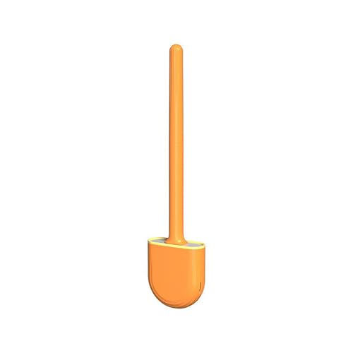 Image of New Brush Removable Toilet Brush, Sewn Soft Plastic Toilet Brush, Toilet Brush and Holder Set, Wall Mounted Toilet Bowl Brush, Compact Toilet Scrub Brush with Holder for Bathroom (Orange)
