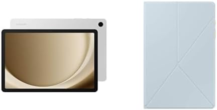 SAMSUNG Galaxy Tab A9+ 10.9” + Galaxy Tab A9+ Book Cover (Blue) 64GB Android Tablet, Big Screen, Quad Speakers, Upgraded Chipset, Multi Window Display, Slim, Durable, US Version, 2023, Silver