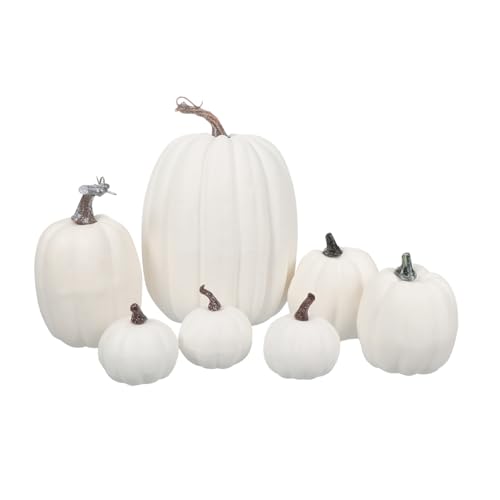 Zerodeko 7pezzi Zucca di Halloween Realistica Decorazione per Casa e Feste Riproduzione di Zucca Ornamentale Multiuso per Halloween e Altre Occasioni