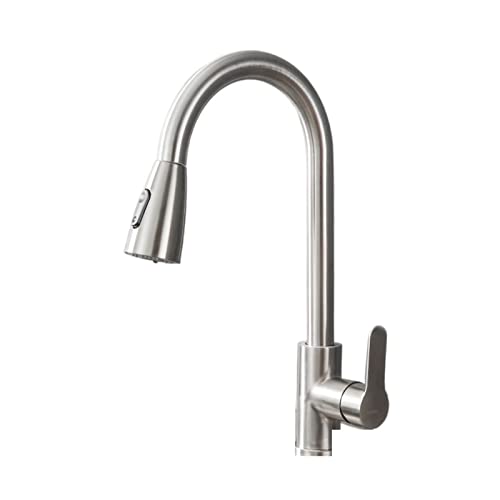 Robinet de cuisine extractible et rotatif nickel mitigeur chaud froid
