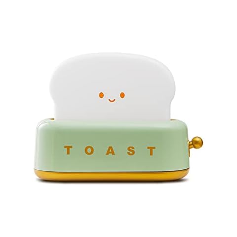MISNODE Decorative Table Lamp, Cute Toast Machine Shape LED Desk Lamp,Creative Design Bread Night Light Type C Timing for Bedroom Home Christmas Party Cover