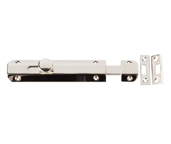 Kooples Hardware Architectural Slide Door Bolts – Heavy Duty Straight Slide Bolt for Doors, Gates & Cabinets – Modern Brushed or Polished Finish with Screws Included (Polished Nickel, 150x35mm)
