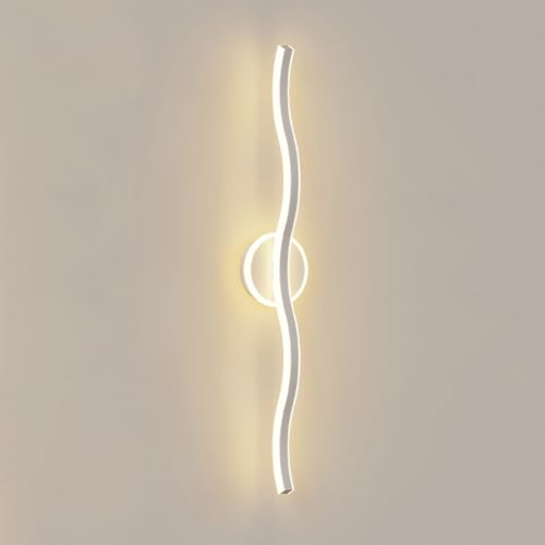 Apliques de Pared con Luces LED de Onda Lineal de 15,7'/31,4' de Largo, lámpara de Pared Moderna de Aluminio acrílico, Apliques Minimalistas Negros/Blancos para Dormitorio, mesita
