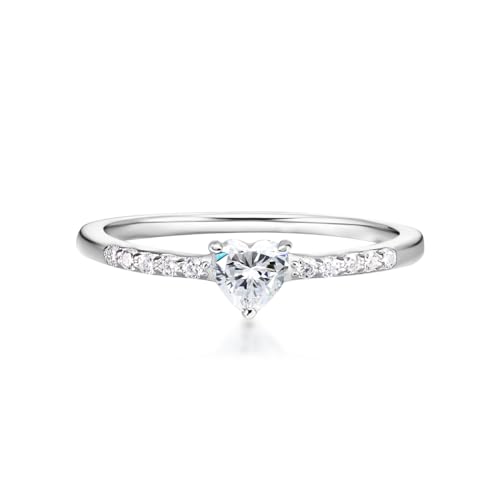 Heart Solitaire Moissanite Ring for Women, 925 Sterling Silver Ring, Gift for Wedding, Engagement And Anniversary With Certificate, White and Gold Color Options, 0.5ct Total
