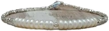 Pearl And Silver Beads Bracelet, Freshwater Pearl Layering Bracelet, June Birthstone, Bridal Bracelet, Organic Jewelry 4 mm Code- WAR6668