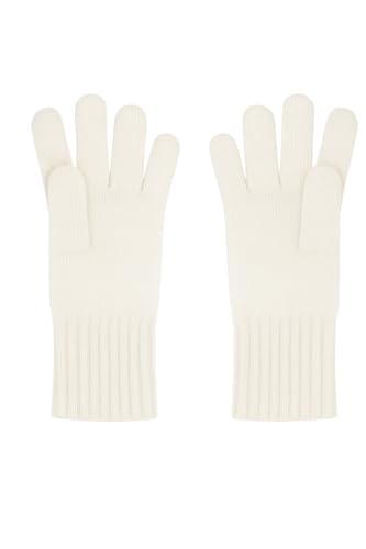 CLASSE77 - Damen-Handschuhe aus gebürsteter Wolle und Angora-Mix mit geripptem 2x2-Strick-Handgelenk - Handgefertigt - Made in Italy, cremeweiß, Einheitsgröße
