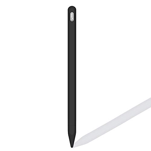 Apple Pencil Grip Holder,Enhenstre Silicone Protective Sleeve for iPencil (2nd Generation) with Nib Cover (Black)