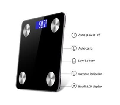 Smart Scale For Body Weight Management, Digital Bathroom Scale With Bmi Weighing Ability. Bluetooth With Smartphone App. Measures Body Fat And Body Composition. 400 Lbs Capacity - Black #TOP1