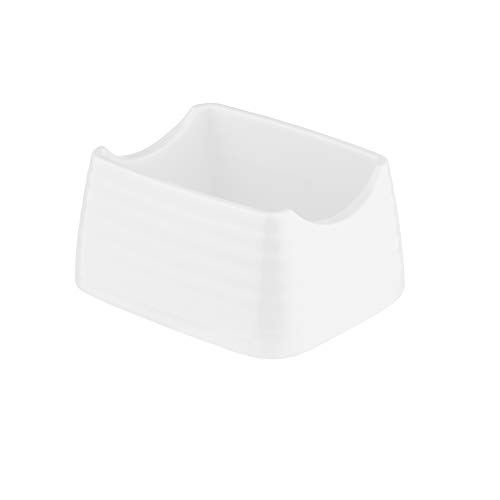 TableCraft 10415 Pulito Collection Sugar Packet Holder, 4\" x 3.25\" x 2\", White Textured Finish, Durable Melamine, Dishwasher Safe